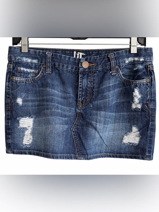 !it jeans Dresses & Skirts - !iT Jeans Los Angeles Distressed Denim Mini Skirt Size 26 Dark Wash Jean Skirt